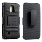 Wholesale Samsung Galaxy Note 4 TPE Armor Shell Holster Combo Belt Clip (Black)